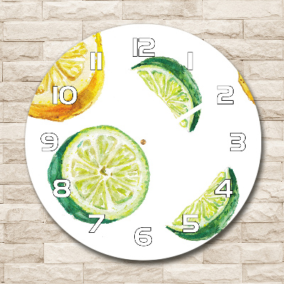 Orologio rotondo in vetro con motivo ai limoni e lime