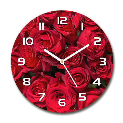 Orologio rotondo in vetro con decorazione di rose rosse