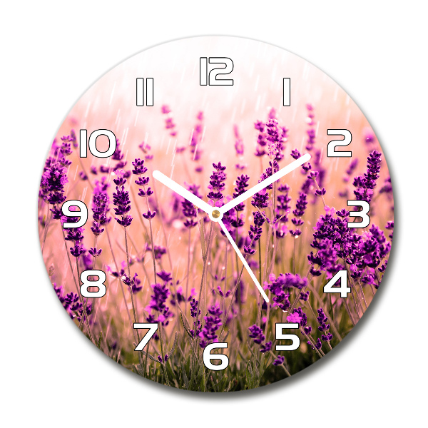 Orologio rotondo in vetro con decorazione alla lavanda