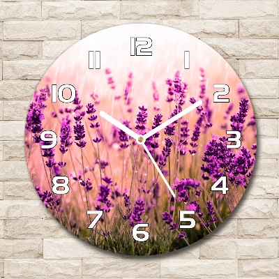 Orologio rotondo in vetro con decorazione alla lavanda