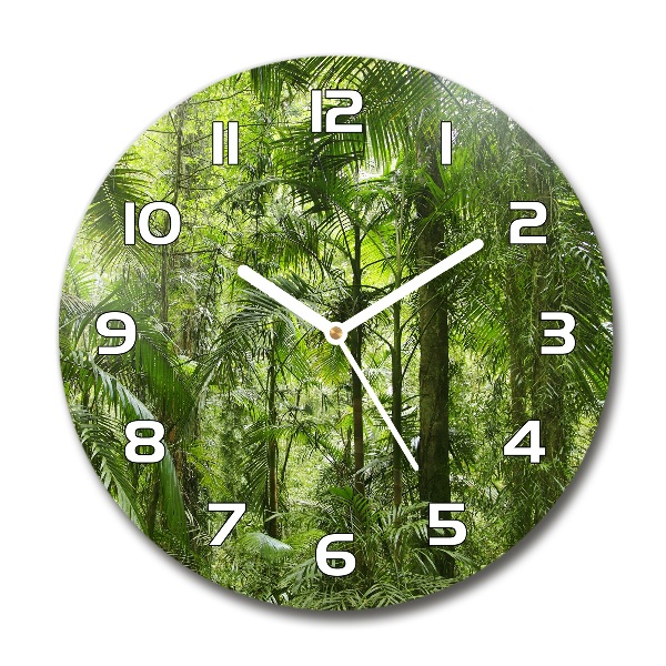 Orologio rotondo in vetro con motivo foresta tropicale