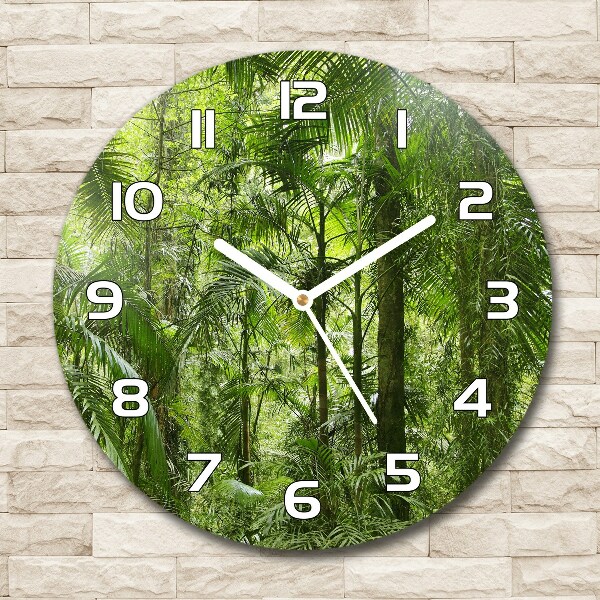 Orologio rotondo in vetro con motivo foresta tropicale