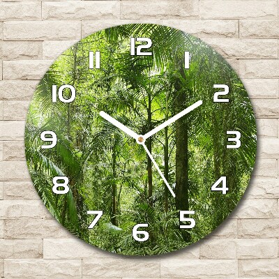 Orologio rotondo in vetro con motivo foresta tropicale