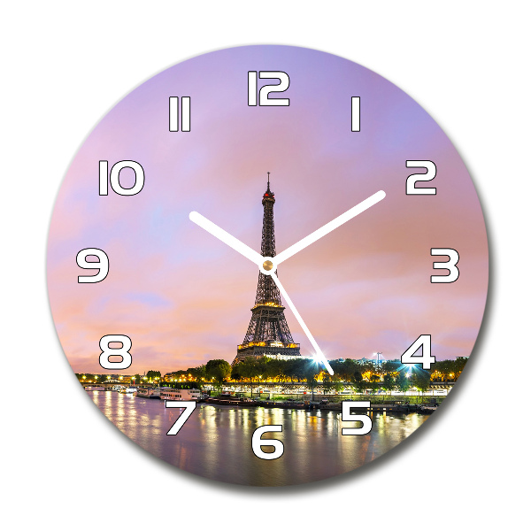 Orologio rotondo in vetro con motivo della Torre Eiffel di Parigi