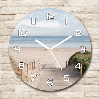 Orologio rotondo in vetro con motivo 'Sentiero per la spiaggia'