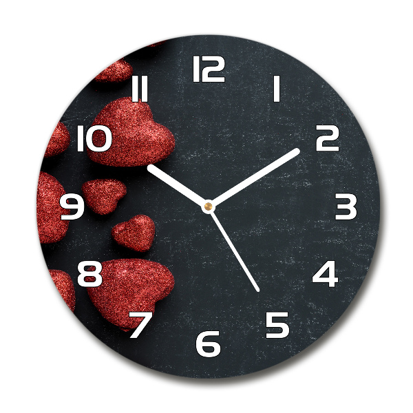 Orologio rotondo in vetro con motivo di cuori sulla scacchiera