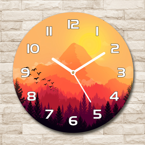 Orologio rotondo con motivo paesaggio montano