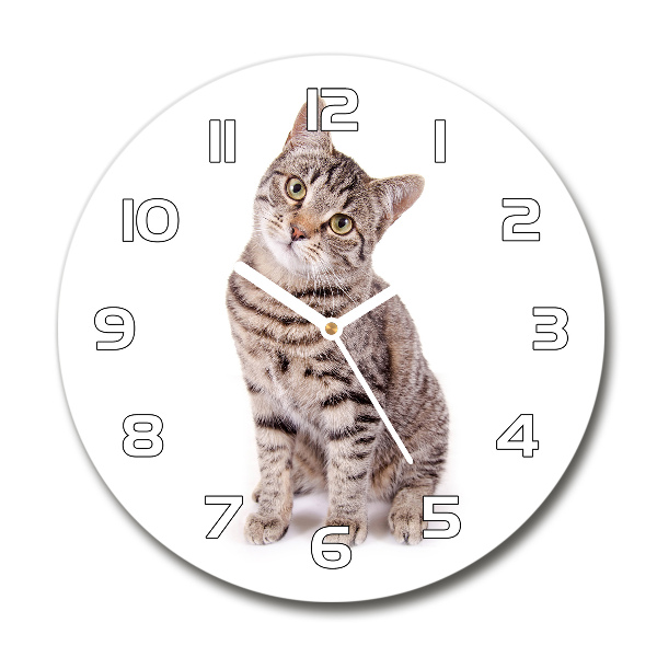 Orologio rotondo in vetro con motivo a gatto