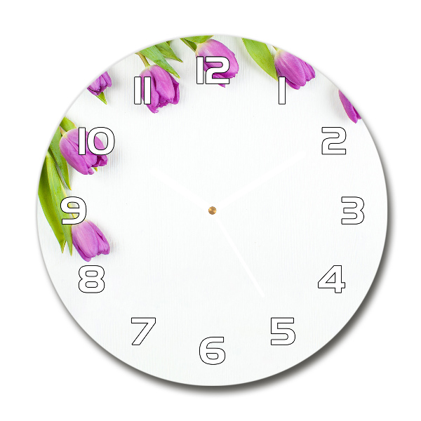 Orologio rotondo con motivo di tulipani viola