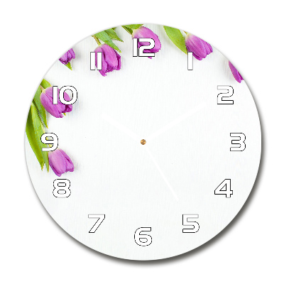 Orologio rotondo con motivo di tulipani viola