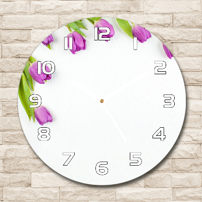 Orologio rotondo con motivo di tulipani viola