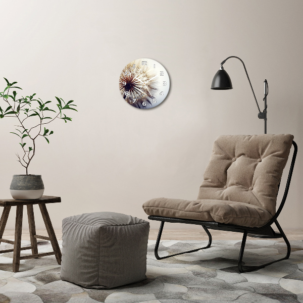 Orologio rotondo in vetro con quadrante decorato con motivo di dente di leone