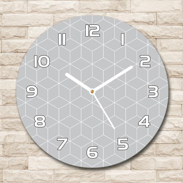 Orologio rotondo in vetro con motivo geometrico sullo sfondo