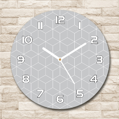 Orologio rotondo in vetro con motivo geometrico sullo sfondo