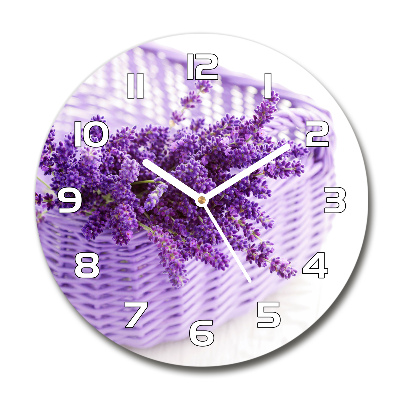 Orologio da parete rotondo con decorazione raffigurante lavanda in un cestino