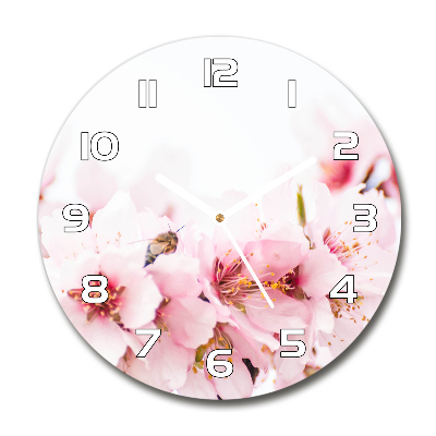 Orologio da parete rotondo con motivo di fiori di ciliegio