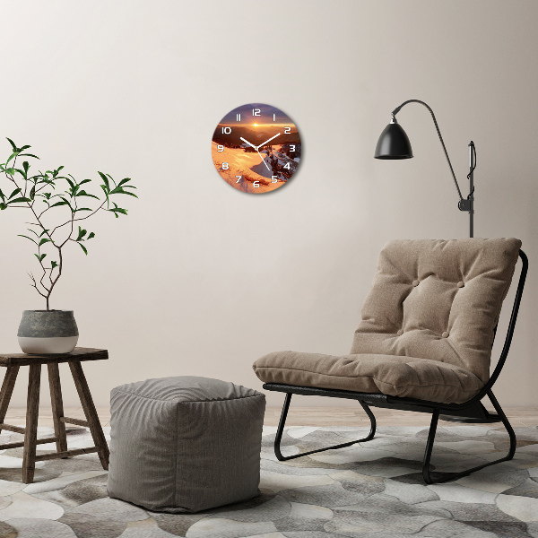 Orologio da parete rotondo con decorazione 'Inverno in montagna'