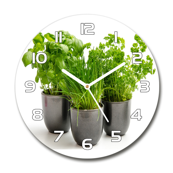 Orologio rotondo con motivo di erbe aromatiche in vaso