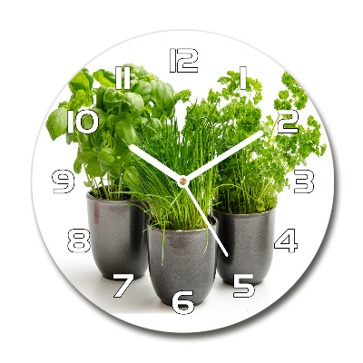 Orologio rotondo con motivo di erbe aromatiche in vaso