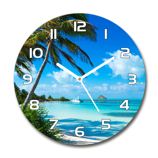 Orologio rotondo con motivo spiaggia tropicale