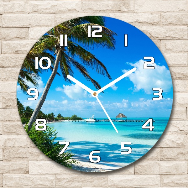 Orologio rotondo con motivo spiaggia tropicale