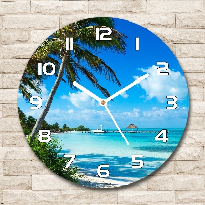 Orologio rotondo con motivo spiaggia tropicale