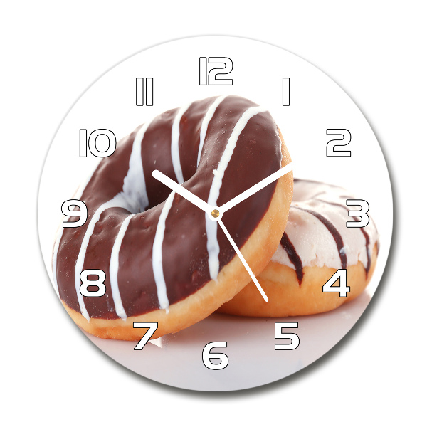 Orologio da parete rotondo con quadrante decorato con motivo di ciambelle al cioccolato