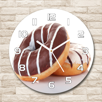 Orologio da parete rotondo con quadrante decorato con motivo di ciambelle al cioccolato