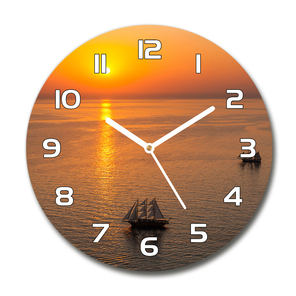 Orologio rotondo in vetro con motivo del mare al tramonto