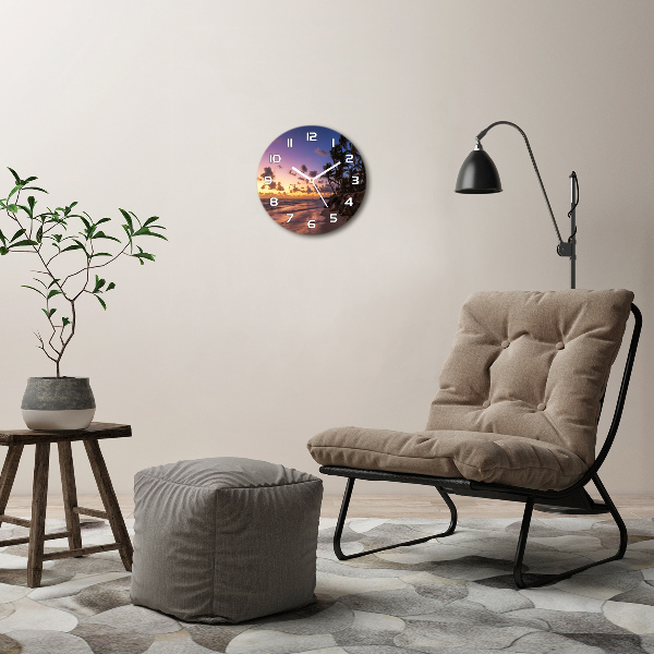 Orologio da parete rotondo con motivo 'Tramonto sulla spiaggia'