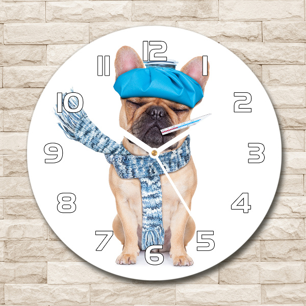 Orologio rotondo con quadrante decorato con motivo di cane malato