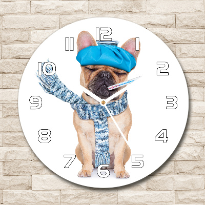 Orologio rotondo con quadrante decorato con motivo di cane malato