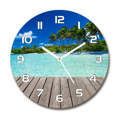 Orologio da parete rotondo con motivo spiaggia tropicale