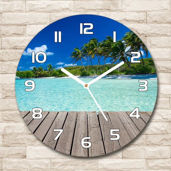 Orologio da parete rotondo con motivo spiaggia tropicale