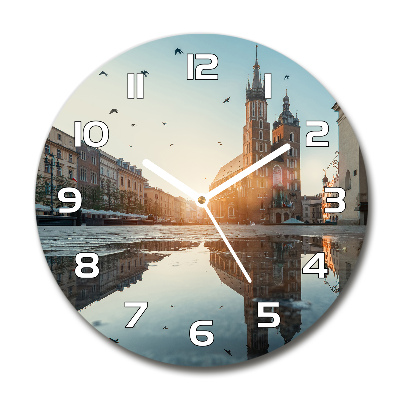 Orologio rotondo in vetro con motivo di Cracovia, Polonia