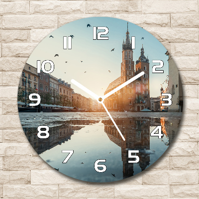 Orologio rotondo in vetro con motivo di Cracovia, Polonia