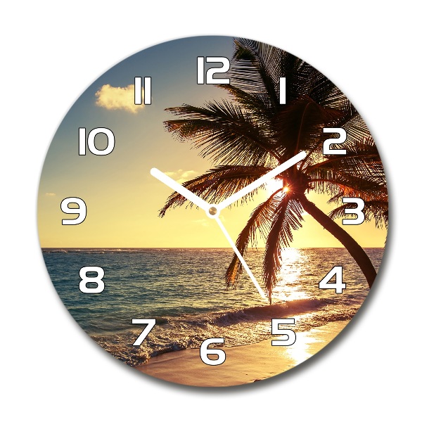 Orologio rotondo con motivo spiaggia tropicale
