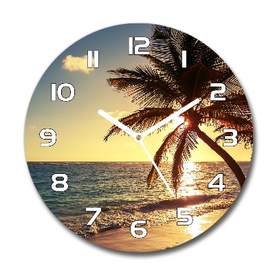 Orologio rotondo con motivo spiaggia tropicale