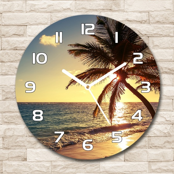 Orologio rotondo con motivo spiaggia tropicale