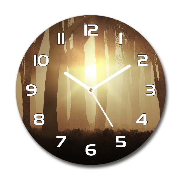 Orologio da parete rotondo con motivo «Nebbia nella foresta»