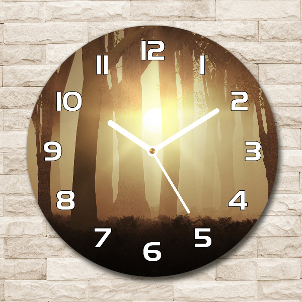 Orologio da parete rotondo con motivo «Nebbia nella foresta»