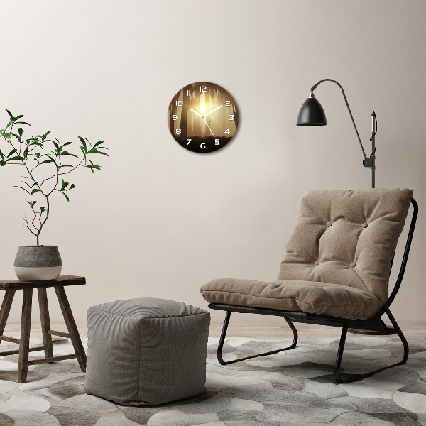 Orologio da parete rotondo con motivo «Nebbia nella foresta»