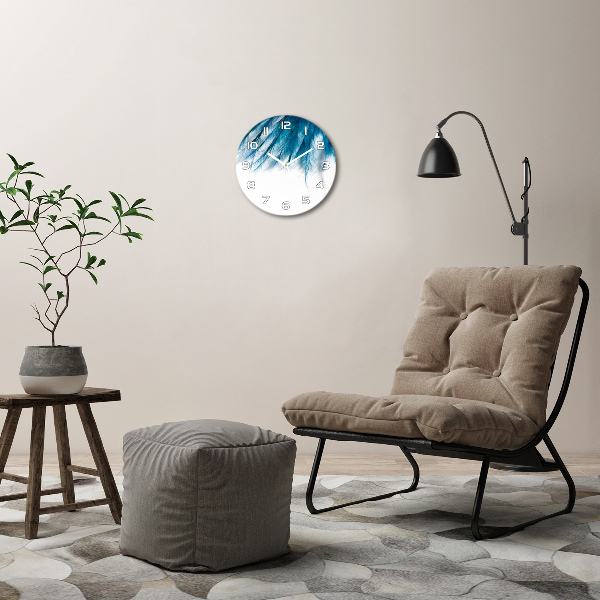 Orologio rotondo con motivo di piume blu