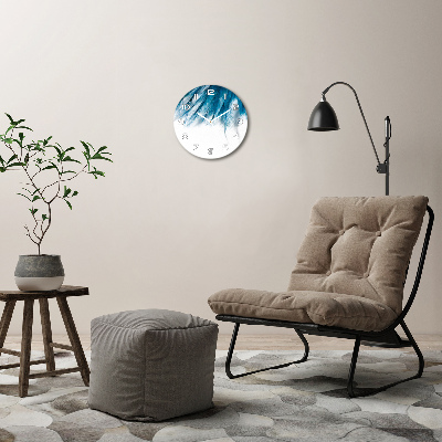 Orologio rotondo con motivo di piume blu