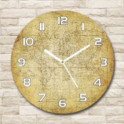 Orologio rotondo con quadrante stampato con una vecchia mappa del mondo