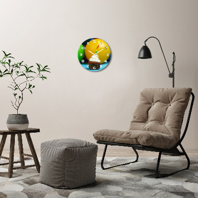 Orologio rotondo in vetro con decorazione a tema cupcake di compleanno