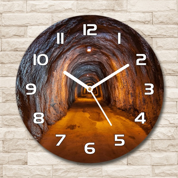 Orologio rotondo in vetro con motivo a tunnel sotterraneo
