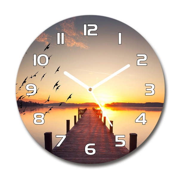 Orologio rotondo in vetro con motivo Tramonto