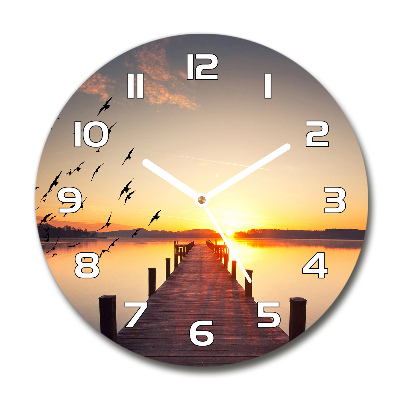 Orologio rotondo in vetro con motivo Tramonto