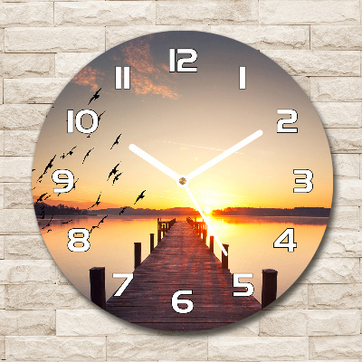 Orologio rotondo in vetro con motivo Tramonto